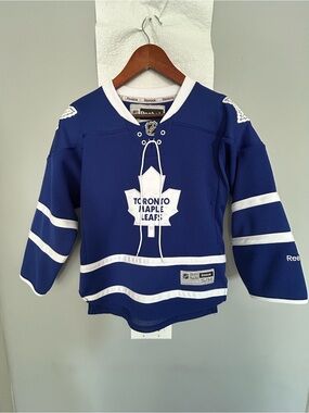 Reebok Blue and White Hockey Jersey - S/M